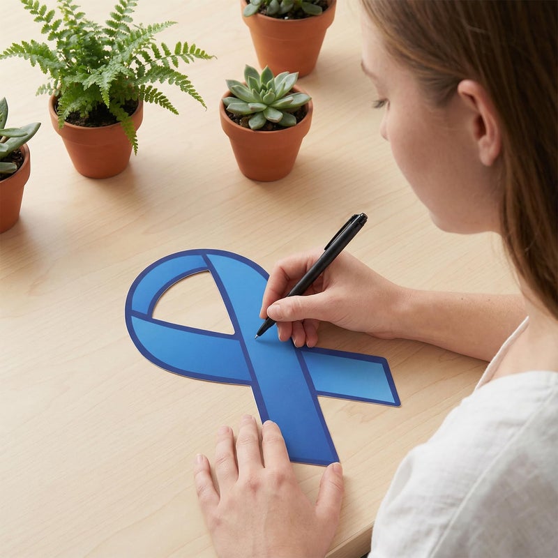 cogont 100pcs Dark Blue Awareness Donation Ribbon Cutouts for Colon Cancer Awareness Charity Fundraiser Support Events Supplies (Dark Blue) - Image 4